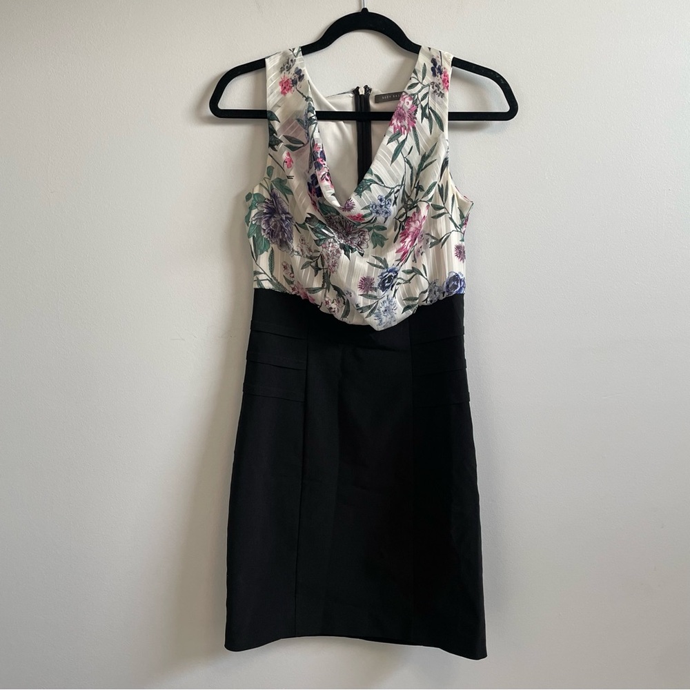 Suzy Shier Floral and Black bodycon dress